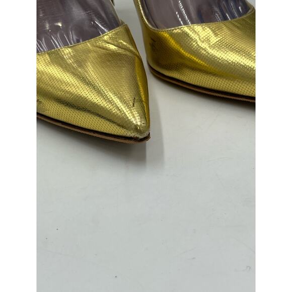 Stuart Weitzman Gold Foil Dagger  Sabbia Glitter Pointed Toe Heels SZ 39.5/9 - Picture 14 of 15